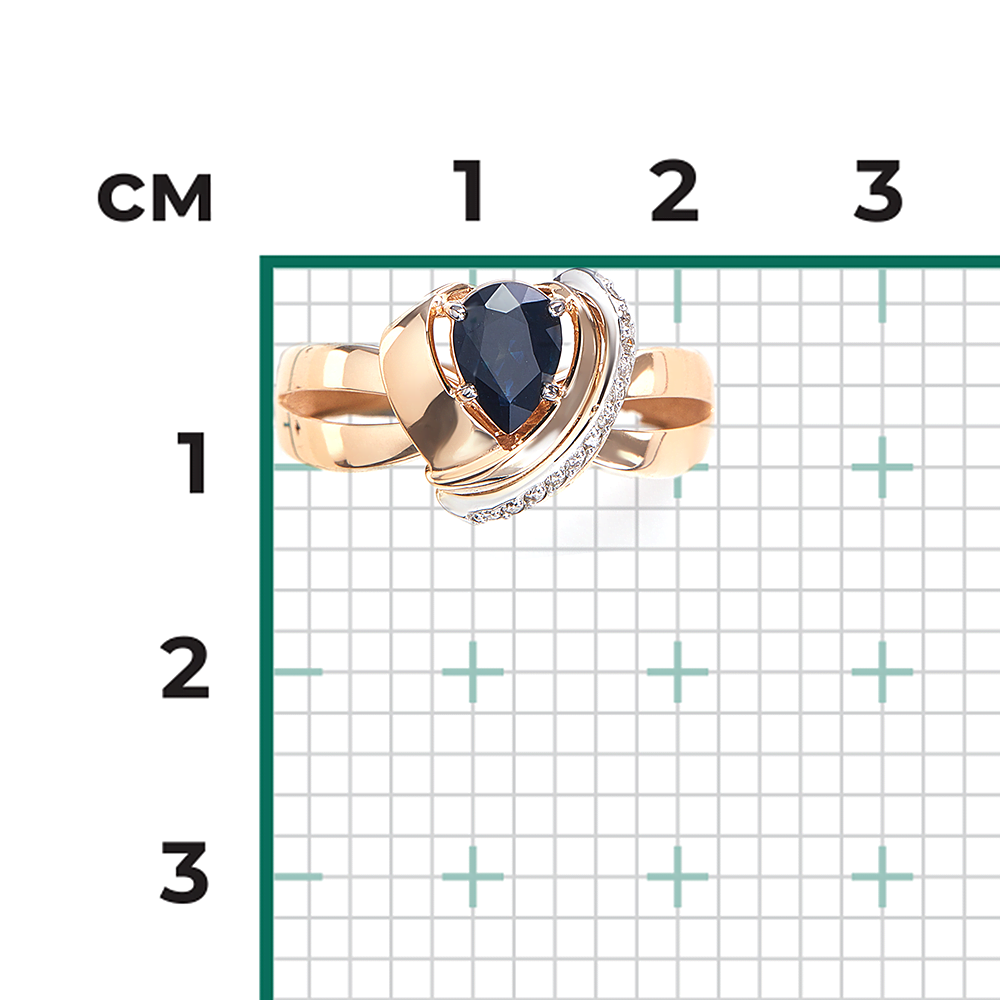 Кольцо из комбинированного золота с сапфиром и бриллиантами 01-5719-00-105-1111