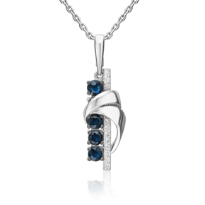 Подвеска из белого золота с сапфирами и бриллиантами