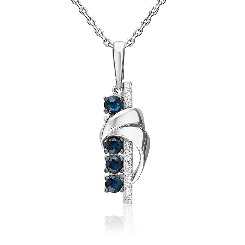 Подвеска из белого золота с сапфирами и бриллиантами 03-3473-00-105-1120