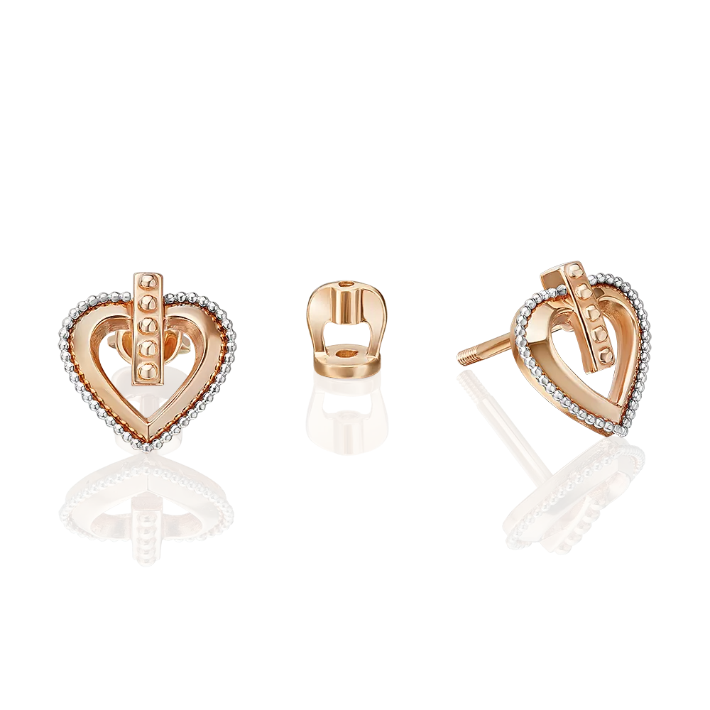 Серьги-пусеты «Секрет любви» из комбинированного золота 02-5321-00-000-1111