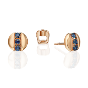Серьги-пусеты из красного золота с сапфирами 02-5481-00-102-1110