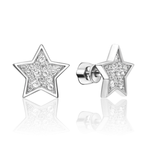 Серьги-пусеты «Звездопад» из серебра с фианитами 02-5532-00-401-0200
