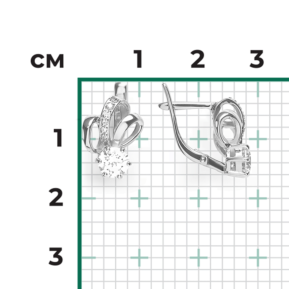 Серьги с английским замком из белого золота с фианитами 02-3342-00-501-1120-38