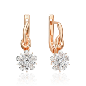 Серьги с английским замком из комбинированного золота с фианитами 02-3346-00-501-1111-38