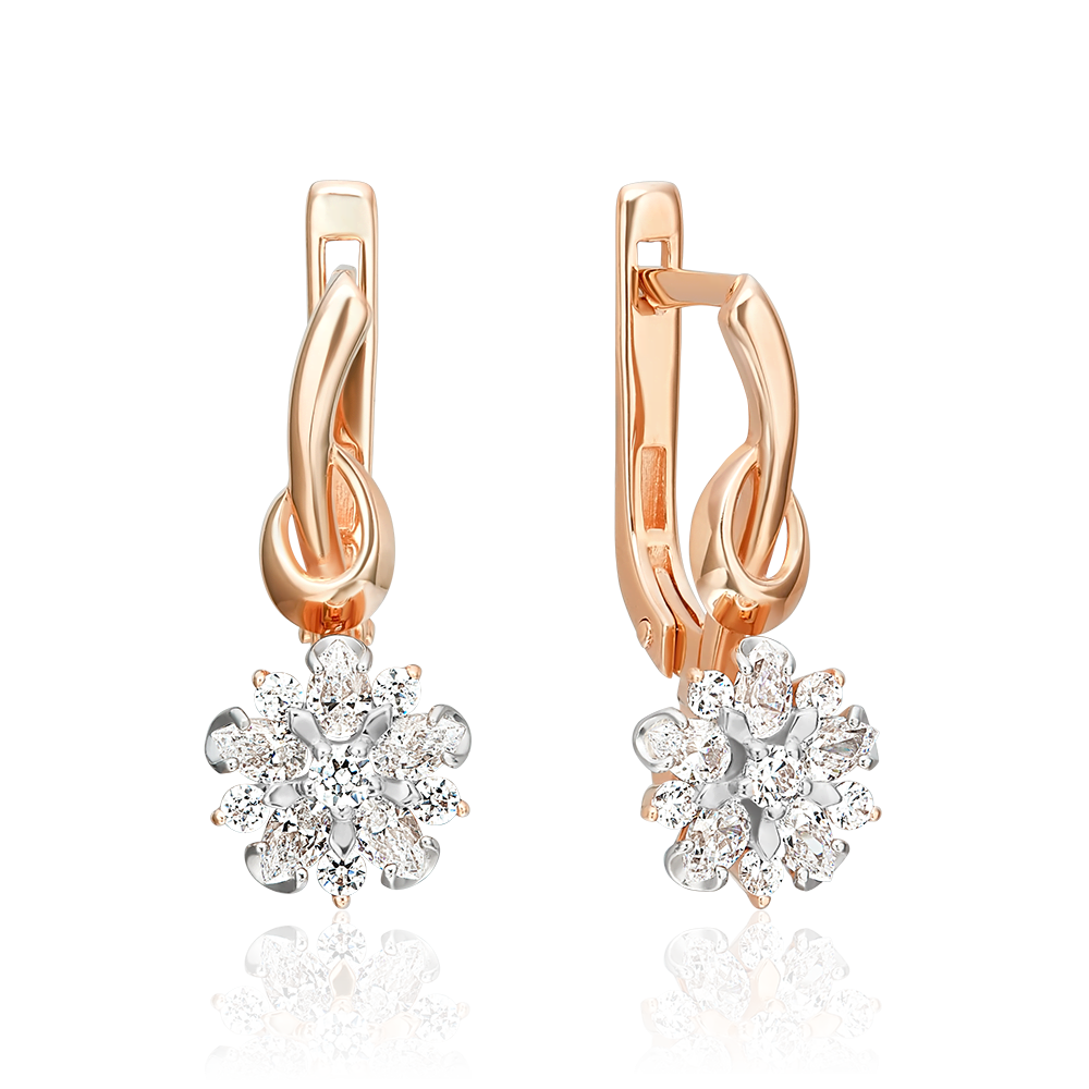 Серьги с английским замком из комбинированного золота с фианитами 02-3346-00-501-1111-38