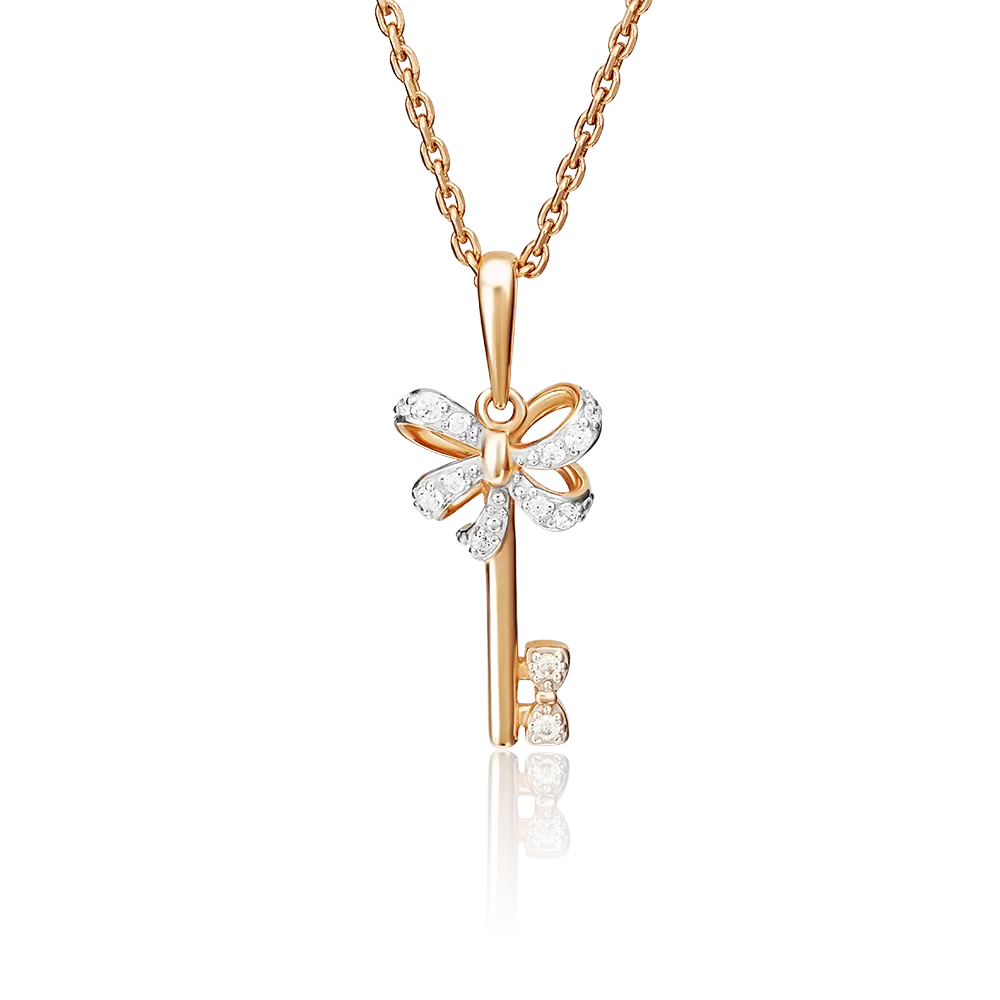 Подвеска «Ключик» из красного золота с фианитами 03-2231-00-401-1110-03