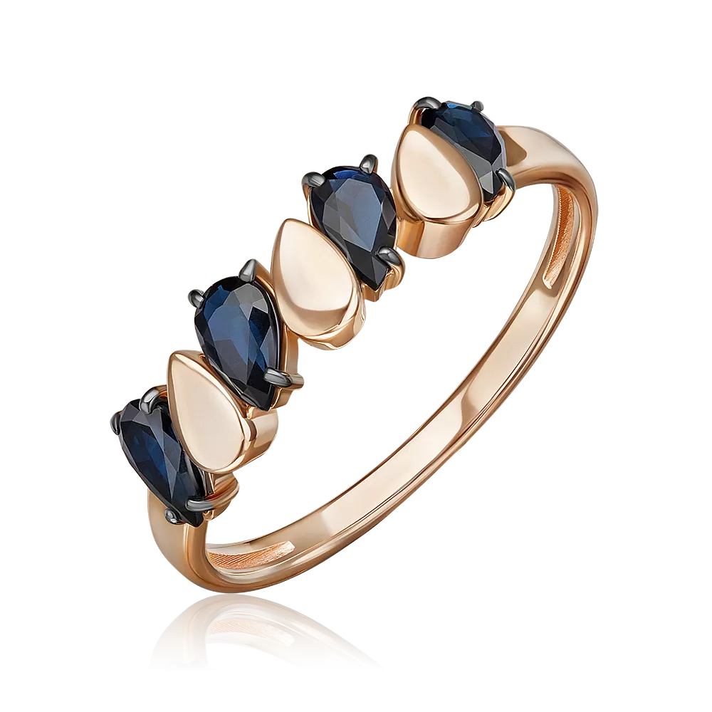 Кольцо из красного золота с сапфирами 01-5833-00-102-1110