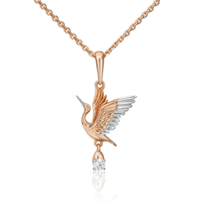 Подвеска «Аист» из красного золота с фианитом 03-3079-00-401-1110-03