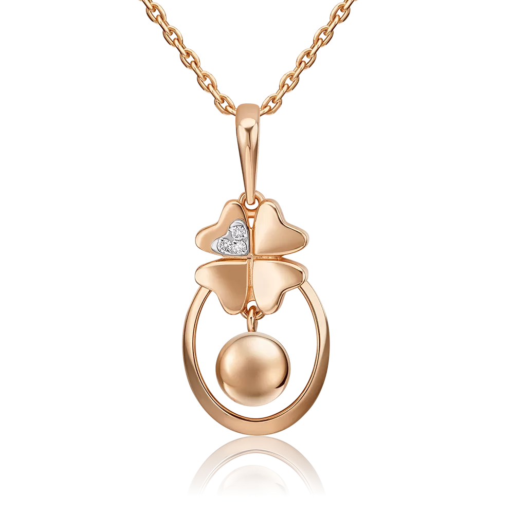 Подвеска «Клевер. Незабываемые моменты» из комбинированного золота с бриллиантами 03-3281-00-101-1111