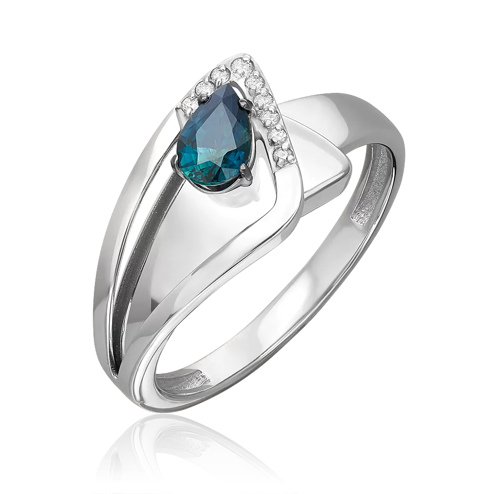 Кольцо из белого золота с сапфиром и бриллиантами 01-5732-00-105-1120