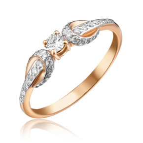 Кольцо из красного золота с бриллиантами