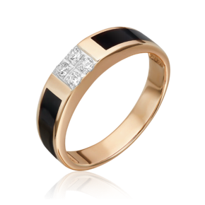 Кольцо из красного золота с фианитами и эмалью 01-4533-00-401-1110-25