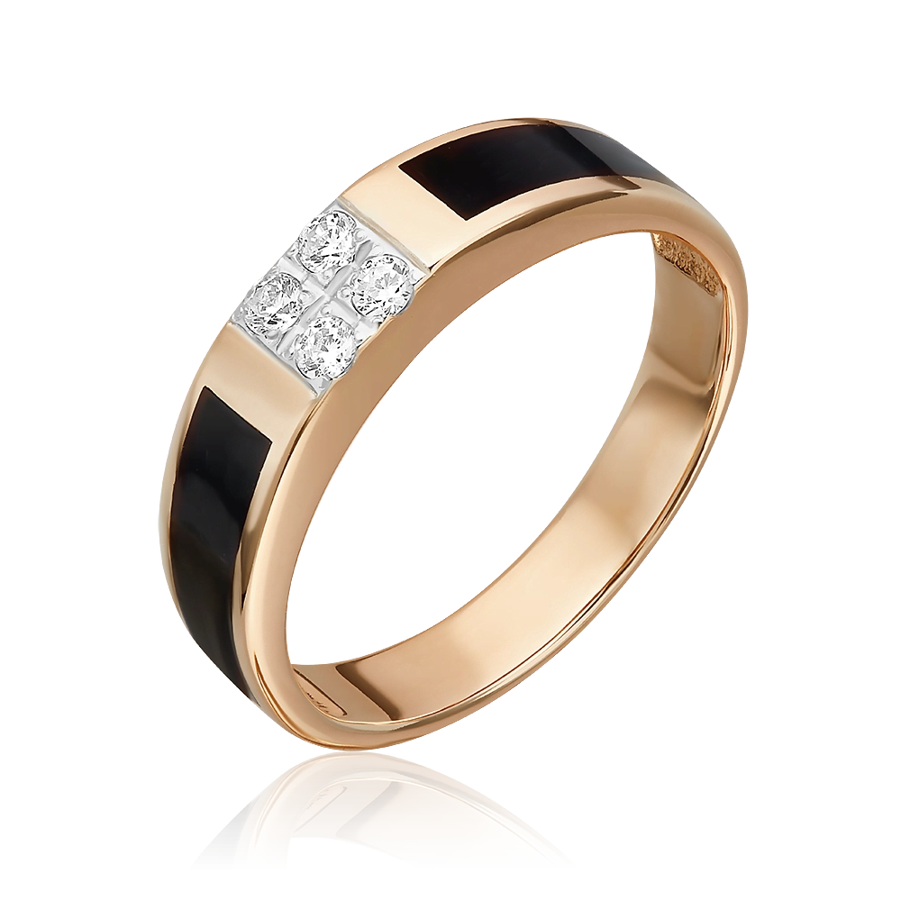 Кольцо из красного золота с фианитами и эмалью 01-4533-00-401-1110-25