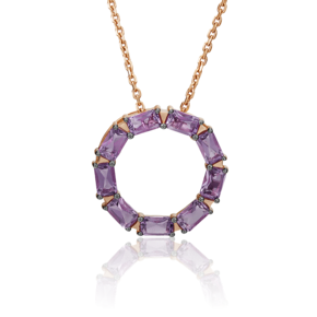 Подвеска из красного золота с аметистами