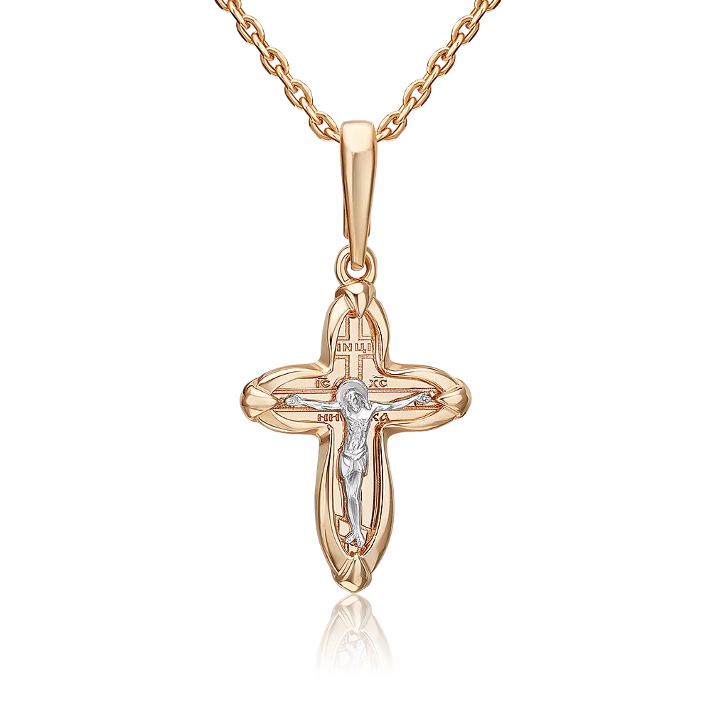 Православный крест из комбинированного золота 03-3549-00-000-1111