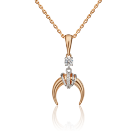 Подвеска «Лунница» из комбинированного золота с фианитами 03-3145-00-401-1111-03