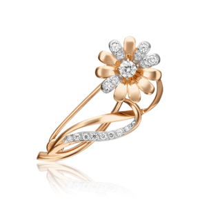 Брошь «Ромашка» из красного золота с фианитами 04-0241-00-401-1110-03