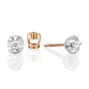 Серьги-пусеты из комбинированного золота с бриллиантом 02-5358-00-101-1111