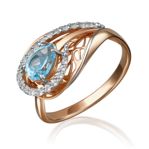 Кольцо «Перо» из красного золота с топазом и натуральными топазами white 01-5219-00-201-1110-57