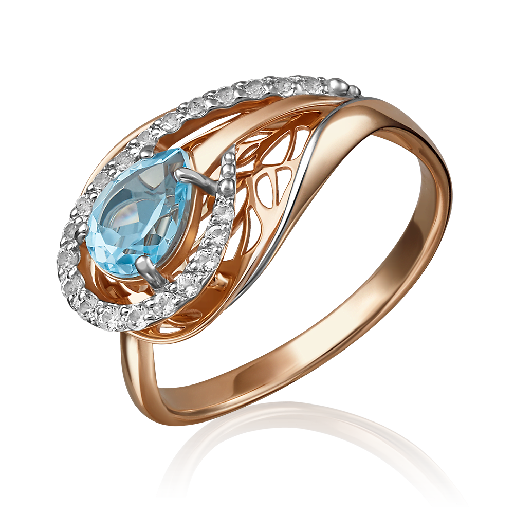 Кольцо «Перо» из красного золота с топазом и натуральными топазами white 01-5219-00-201-1110-57