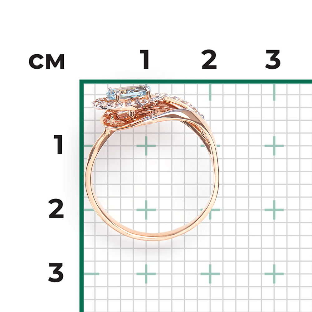 Кольцо «Перо» из красного золота с топазом и натуральными топазами white 01-5219-00-201-1110-57