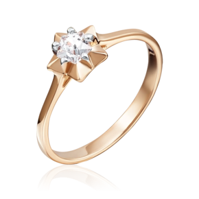 Помолвочное кольцо из красного золота с фианитом 01-4797-00-501-1110-38