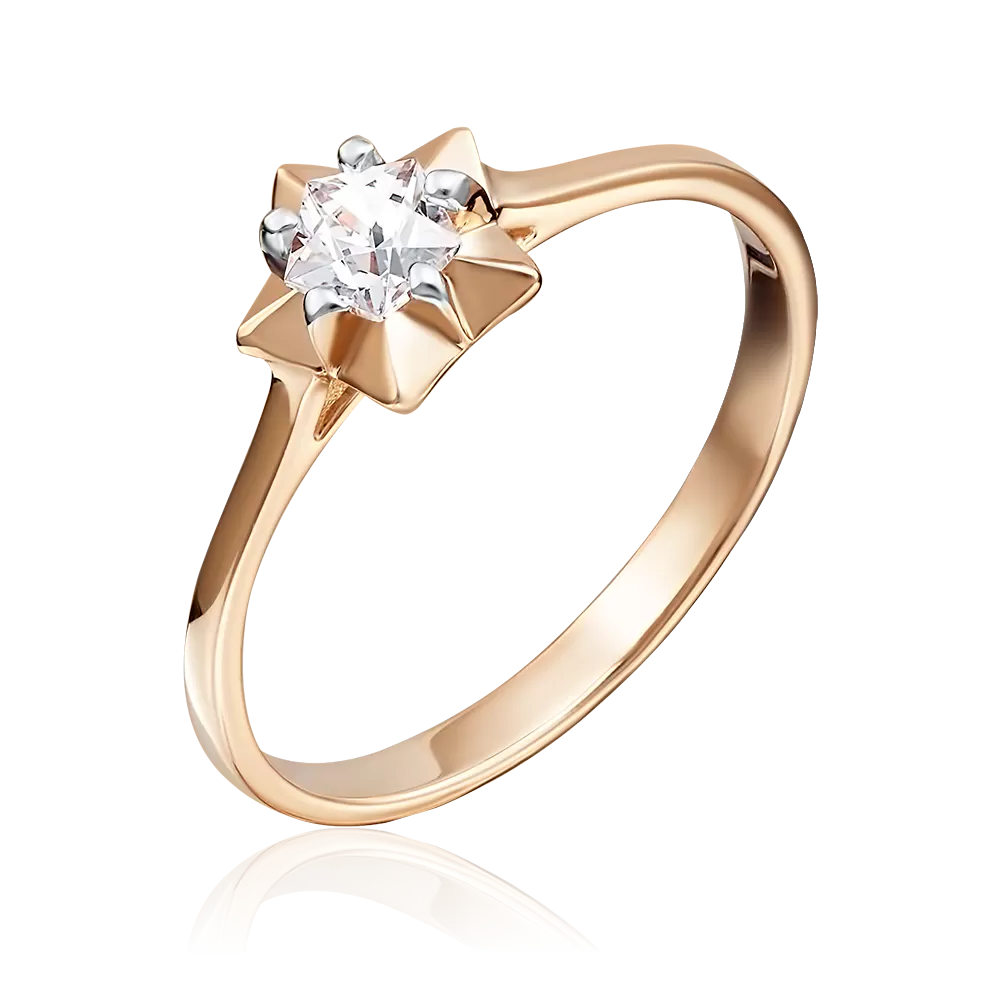 Помолвочное кольцо из красного золота с фианитом 01-4797-00-501-1110-38