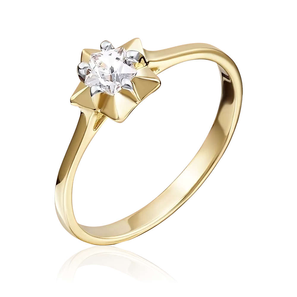 Помолвочное кольцо из лимонного золота с фианитом 01-4797-00-501-1130-38