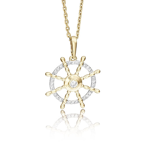 Подвеска «Штурвал» из лимонного золота с фианитами 03-2453-00-401-1130-23