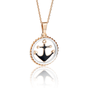 Подвеска «Якорь» из комбинированного золота с эмалью 03-2457-00-000-1111-25
