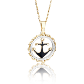 Подвеска «Якорь» из комбинированного золота с эмалью 03-2457-01-000-1121-25