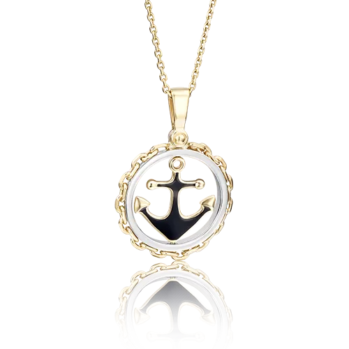 Подвеска «Якорь» из комбинированного золота с эмалью 03-2457-01-000-1121-25