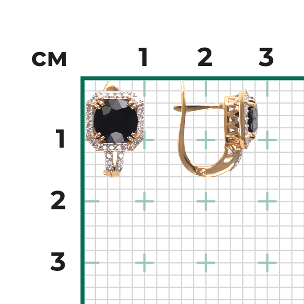 Серьги с английским замком из красного золота с сапфиром и бриллиантами 02-0840-00-105-1110-30