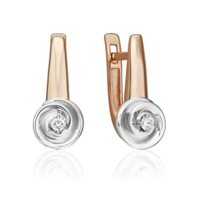 Серьги с английским замком из комбинированного золота с бриллиантом 02-5347-01-101-1111