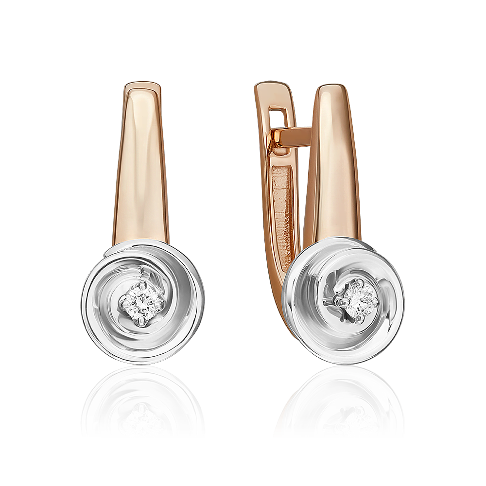 Серьги с английским замком из комбинированного золота с бриллиантом 02-5347-01-101-1111
