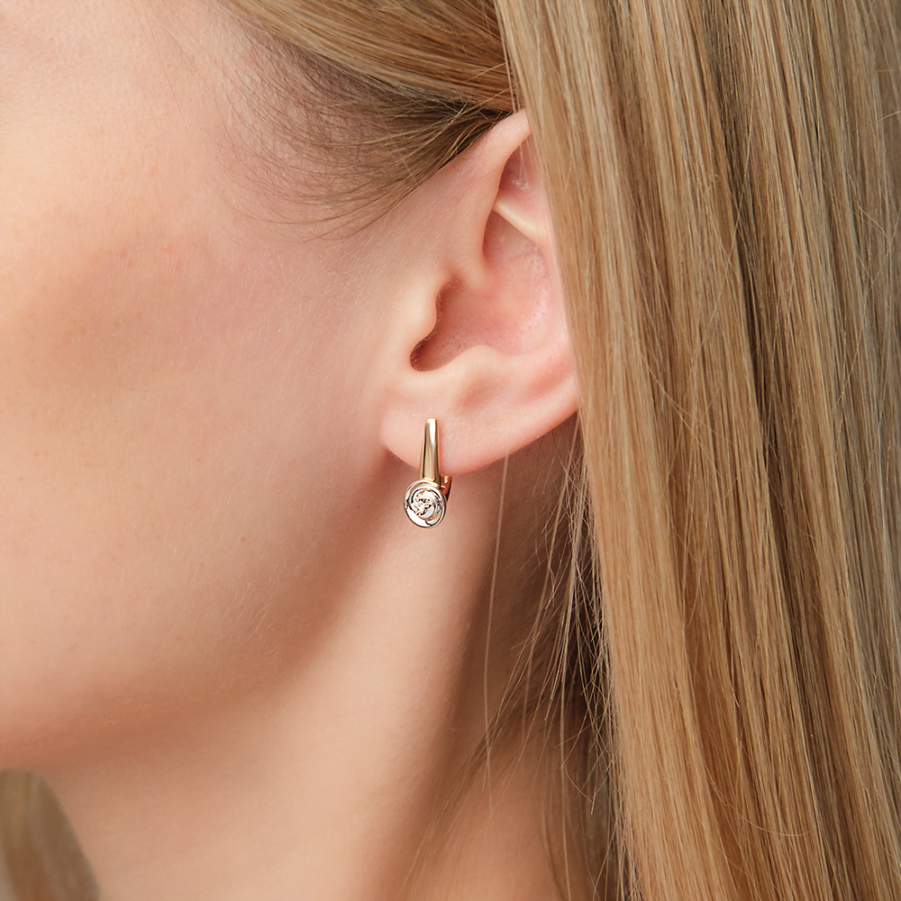 Серьги с английским замком из комбинированного золота с бриллиантом 02-5347-01-101-1111