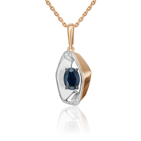 Подвеска из комбинированного золота с сапфиром и бриллиантами 03-3458-00-105-1111