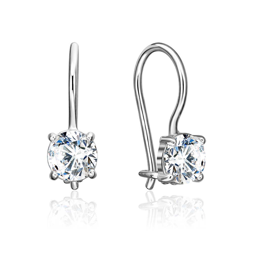 Серьги с французским замком из серебра с фианитом 02-2006-00-401-0200