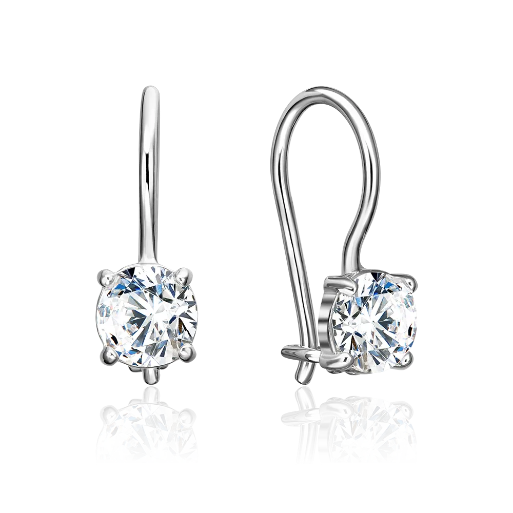 Серьги с французским замком из серебра с фианитом 02-2006-00-401-0200