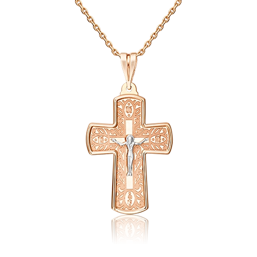 Православный крест из комбинированного золота 03-2078-00-000-1111