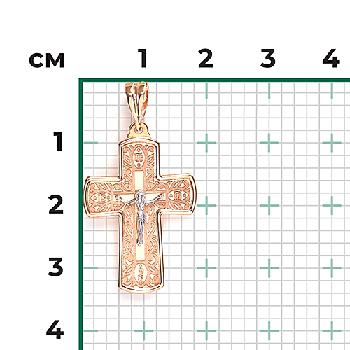 Православный крест из комбинированного золота 03-2078-00-000-1111