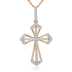 Декоративный крест из красного золота с бриллиантами 03-0442-00-101-1110-30