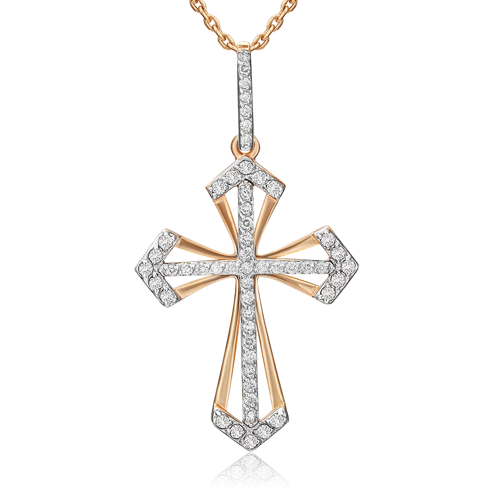 Декоративный крест из красного золота с бриллиантами 03-0442-00-101-1110-30