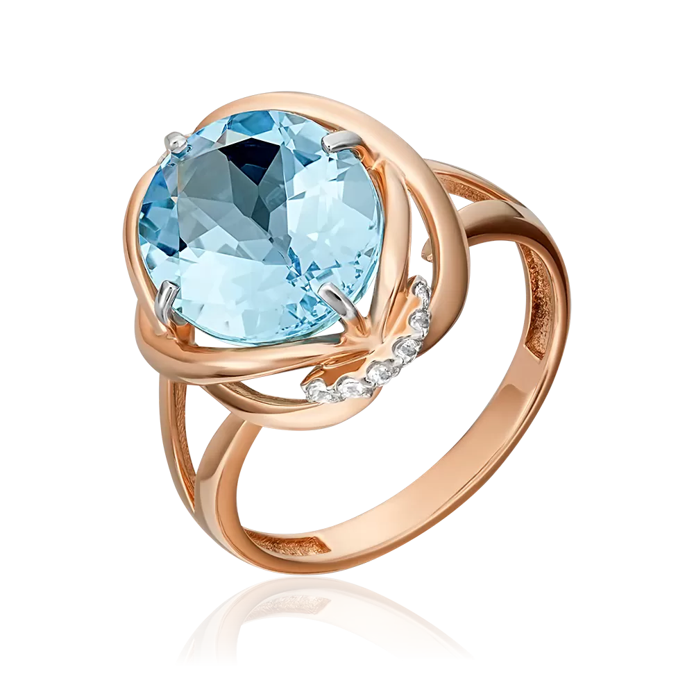 Кольцо из красного золота с топазом и натуральными топазами white 01-5402-00-201-1110-46