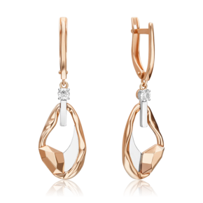 Серьги с английским замком из комбинированного золота с натуральным топазом white 02-5025-00-201-1111