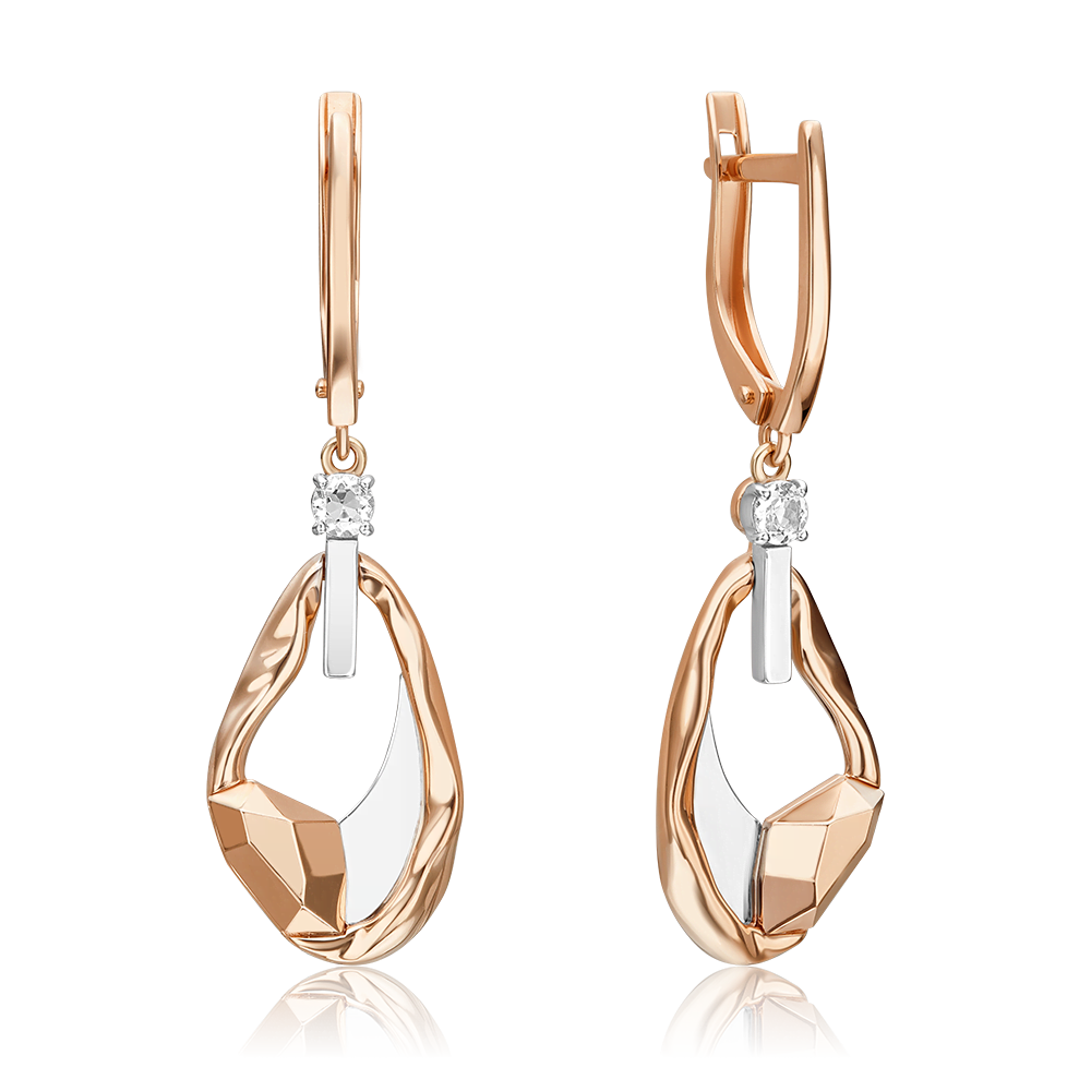 Серьги с английским замком из комбинированного золота с натуральным топазом white 02-5025-00-201-1111