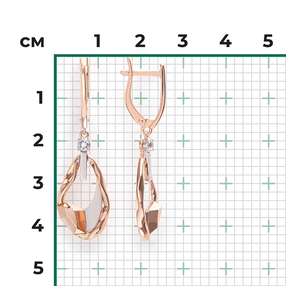 Серьги с английским замком из комбинированного золота с натуральным топазом white 02-5025-00-201-1111