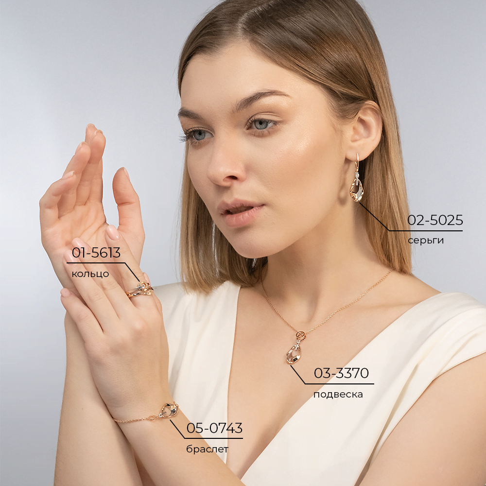 Серьги с английским замком из комбинированного золота с натуральным топазом white 02-5025-00-201-1111