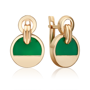 Серьги с английским замком из красного золота с агатом 02-5464-00-749-1110