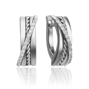 Серьги с английским замком из белого золота с бриллиантами 02-4341-00-101-1120-30